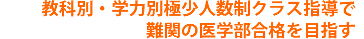 教科別・学力別極少人数制クラス指導で難関の医学部合格を目指す